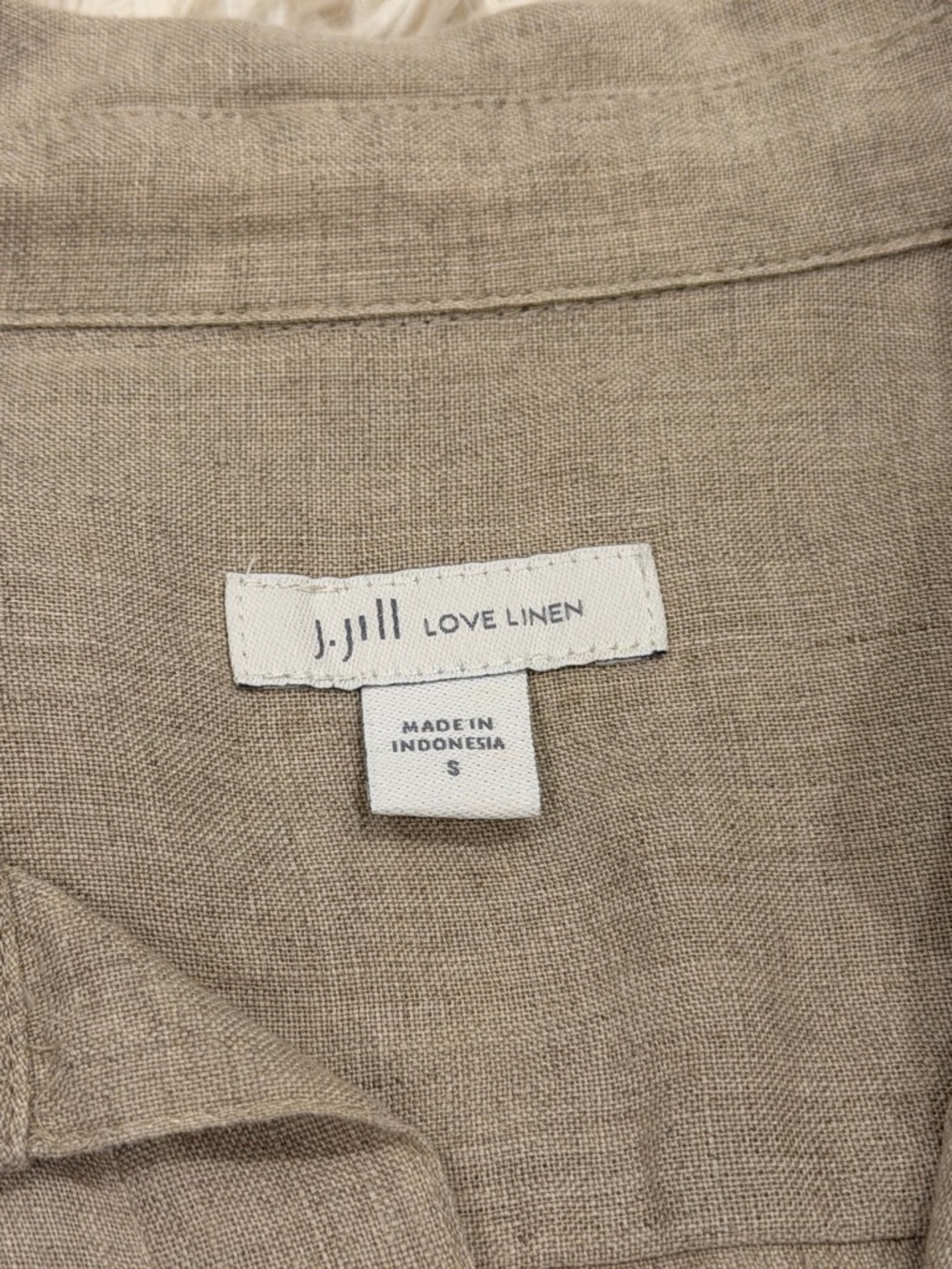 J. Jill Women's Linen Asymmetrical Hem V-Neck Popover Tunic Top Small Beige Boho - Picture 7 of 8